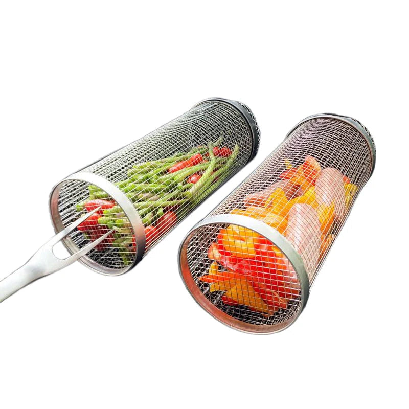 Rolling Stainless Steel Grill Basket Alvore