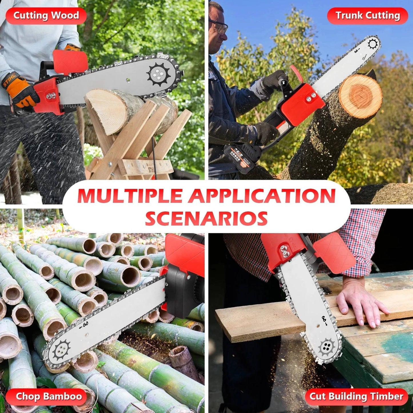 PowerCut | 12 Inch Cordless Chainsaw with Brushless Motor & Fast Charger | Lightweight Design for Effortless Cutting 7