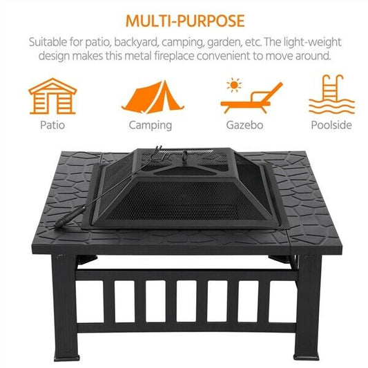 Versatile Outdoor Fire Pit | 32-Inch Metal Fire Pit with Cover for Year-Round Enjoyment 1