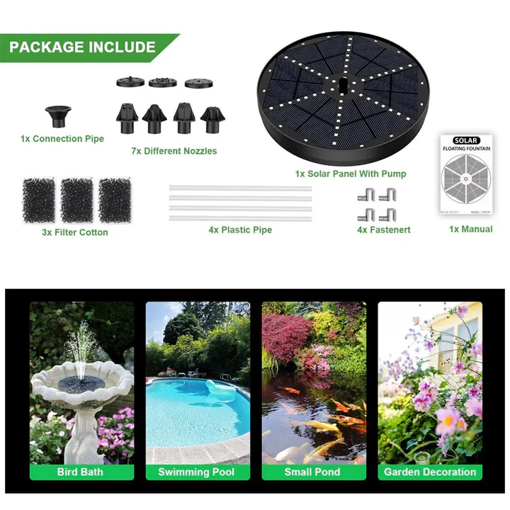 Solar Fountain with 60 LED Lights Alvore