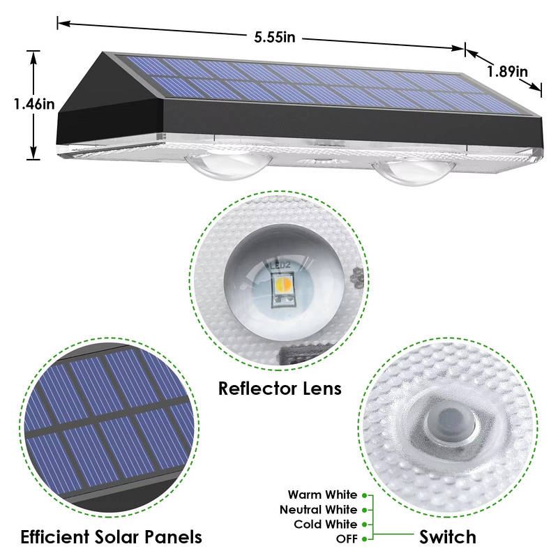 Solar LED Fence Lights Outdoor Alvore