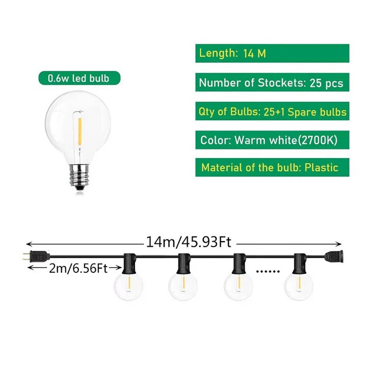 Outdoor LED Bulb String Lights for Home and Events Alvore