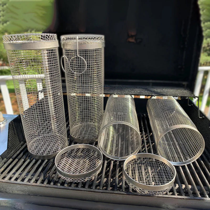 Rolling Stainless Steel Grill Basket Alvore
