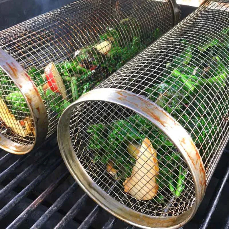 Rolling Stainless Steel Grill Basket Alvore