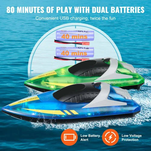 Dynamic Duo | Remote Control Boats with Dual Motors & LED Lights | Perfect for Racing and Water Adventures 2