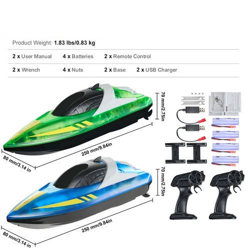 Dynamic Duo | Remote Control Boats with Dual Motors & LED Lights | Perfect for Racing and Water Adventures 3