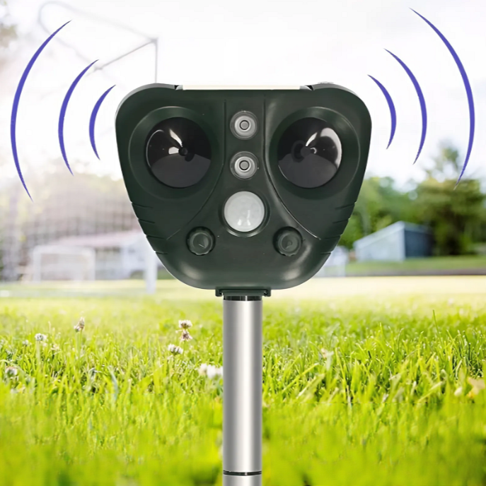 EcoGuard | Ultrasonic Bird Repeller with Solar Power & USB Charging | Humane Solution for Garden Protection 0