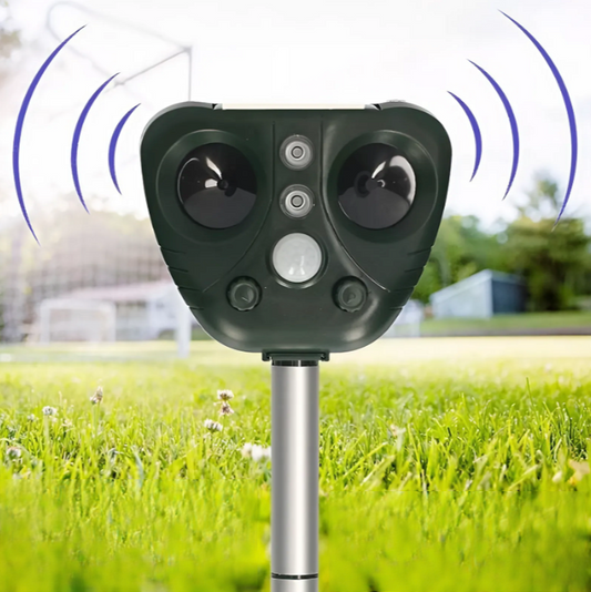 EcoGuard | Ultrasonic Bird Repeller with Solar Power & USB Charging | Humane Solution for Garden Protection 0