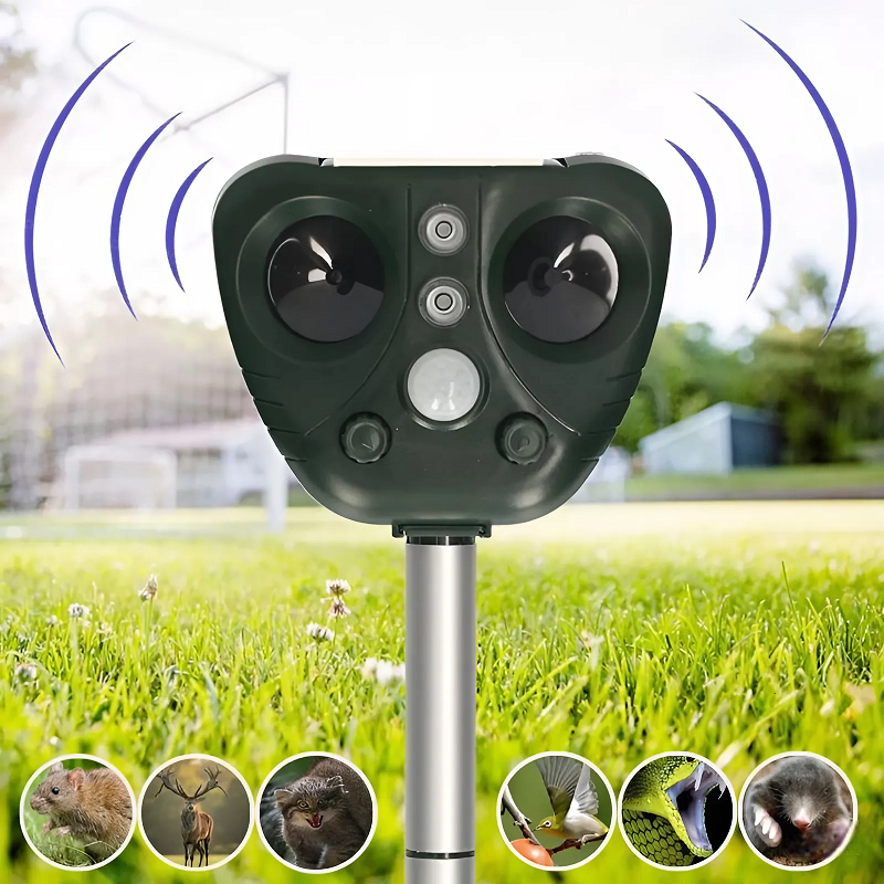 EcoGuard | Ultrasonic Bird Repeller with Solar Power & USB Charging | Humane Solution for Garden Protection 1