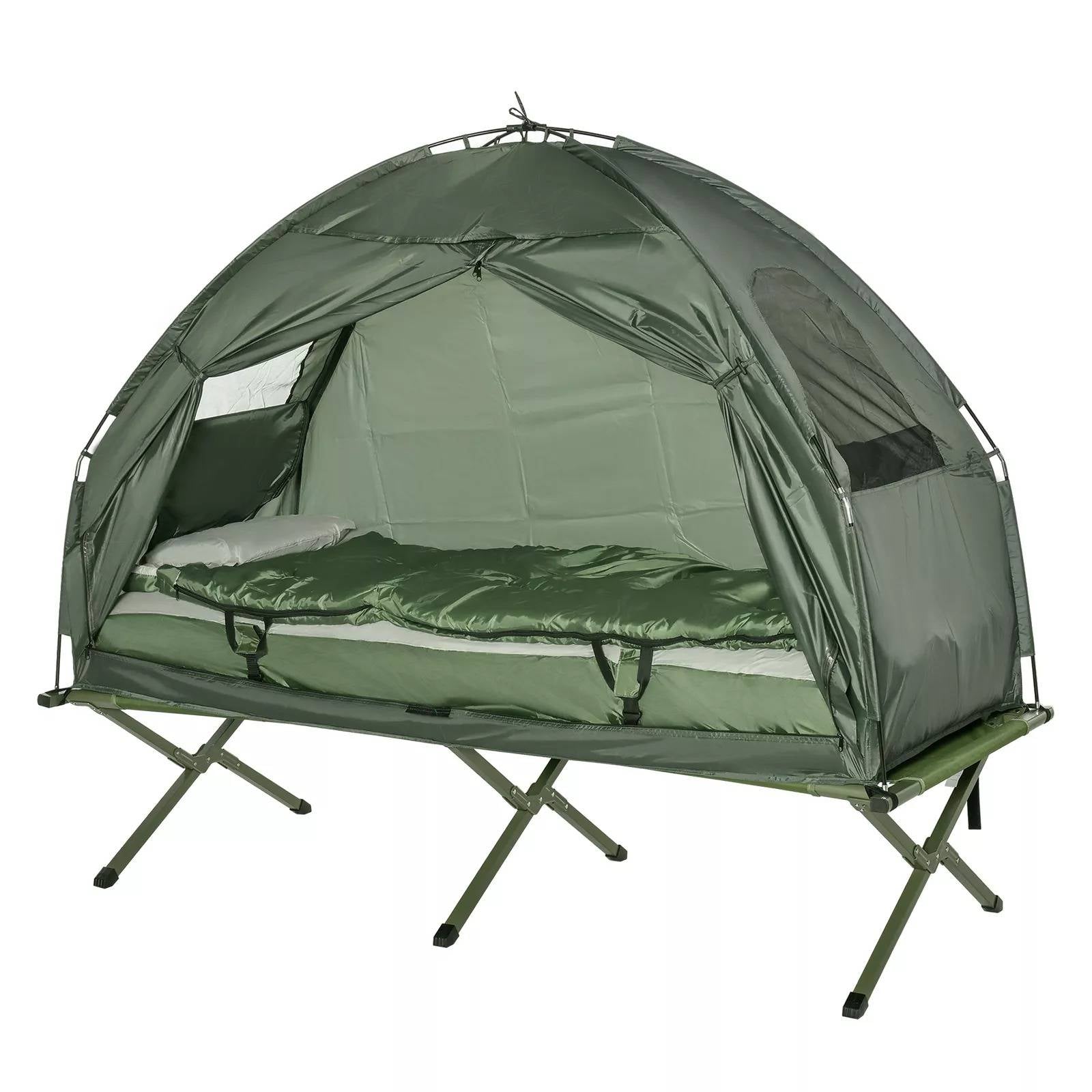 Elevated Camping Cot Tent | 1 Person Backpacking Tent with Integrated Air Mattress & Sleeping Bag for Ultimate Comfort 5