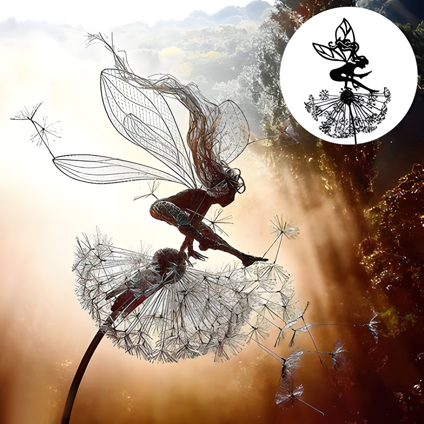 Enchanted Garden | Fairy Steel Garden Sculpture with Weather-Resistant Finish | Whimsical Outdoor Statue for Magical Decor 0
