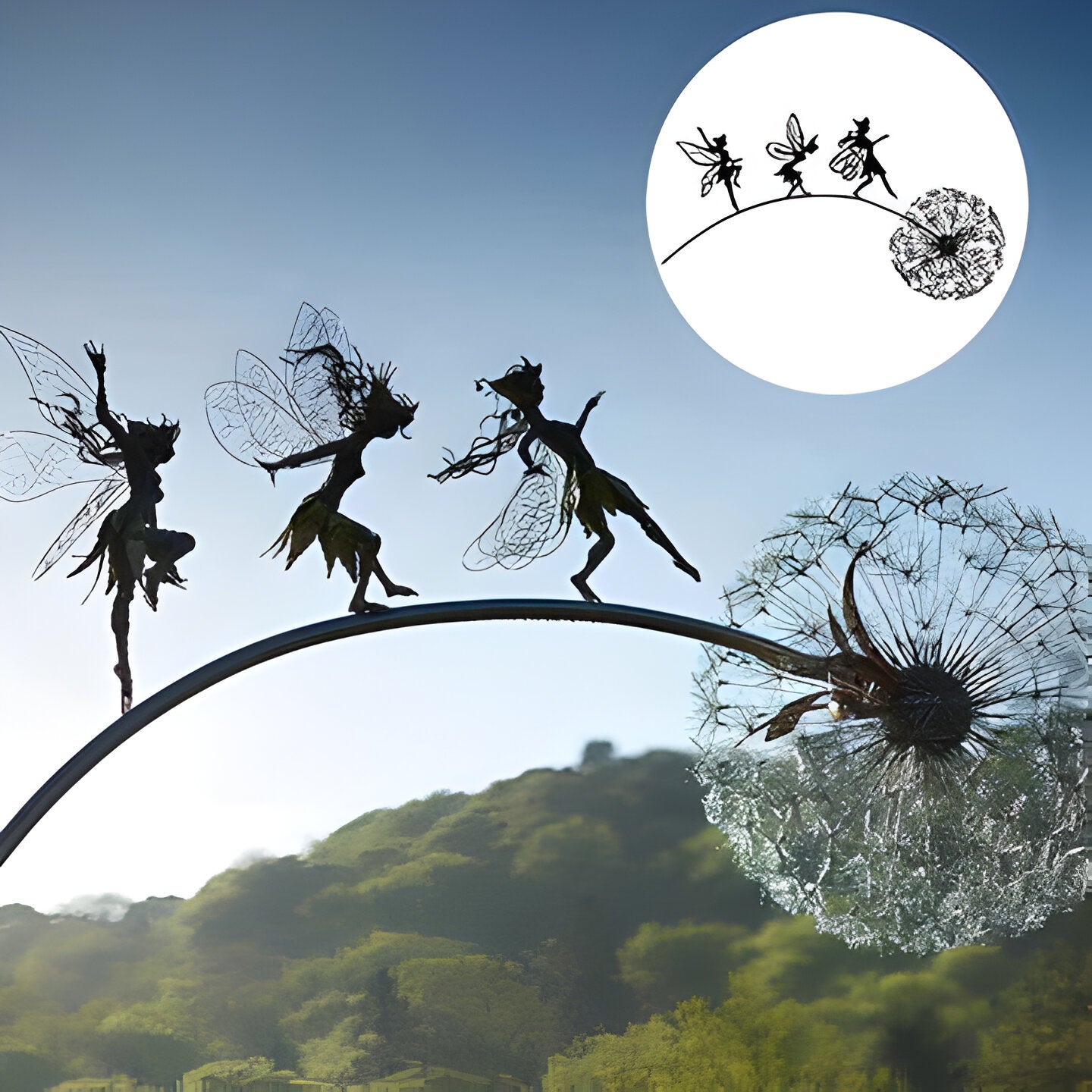 Enchanted Garden | Fairy Steel Garden Sculpture with Weather-Resistant Finish | Whimsical Outdoor Statue for Magical Decor 3