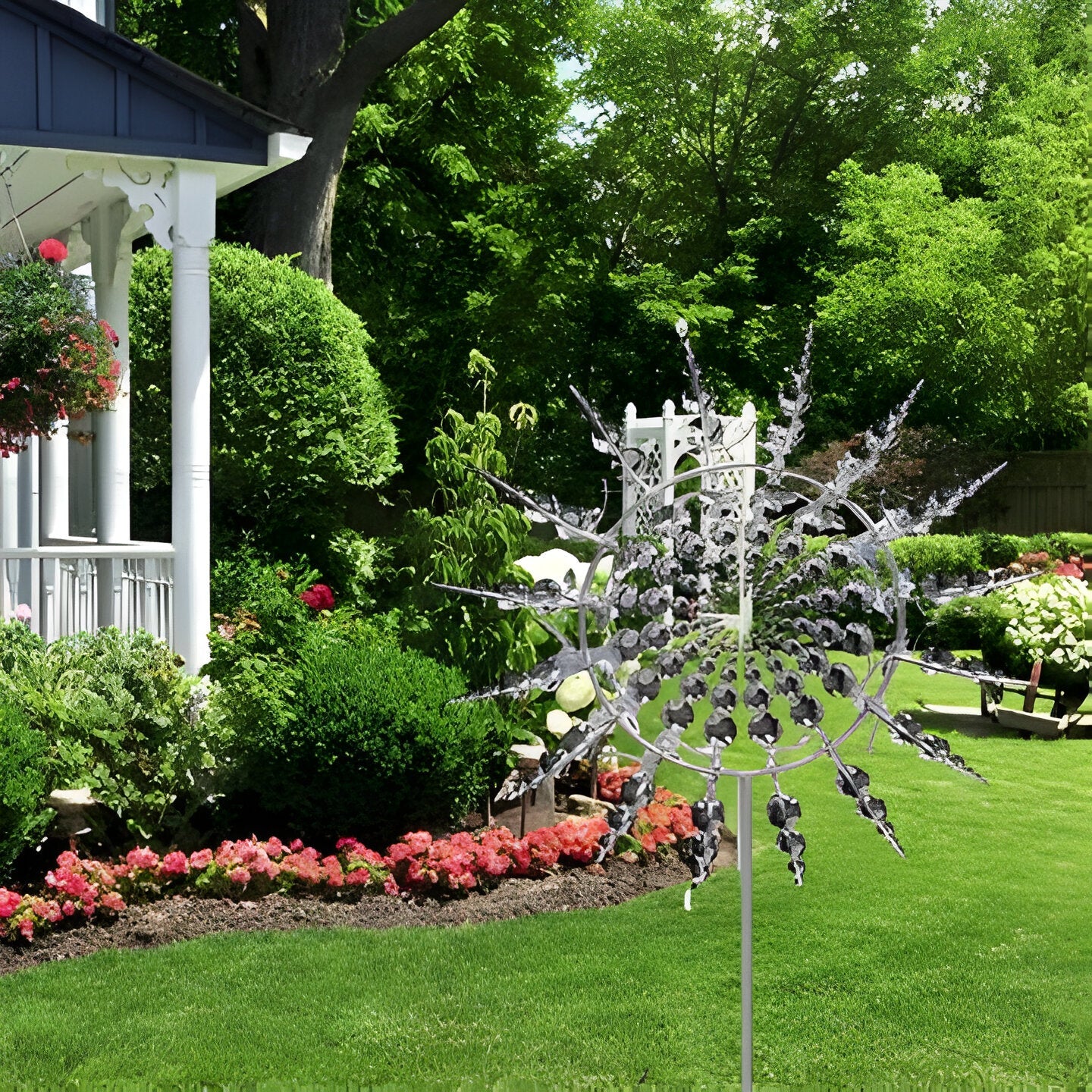 Kinetic Metal Wind Spinner with Dual Rotator Design | Eye-Catching Garden Decor for Dynamic Outdoor Beauty 1