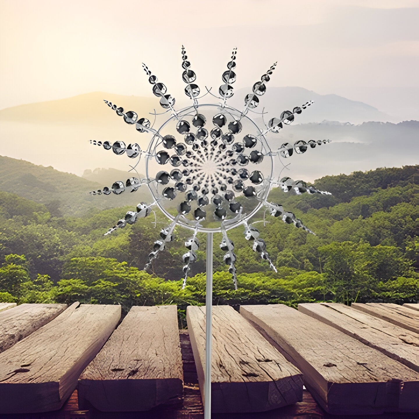 Kinetic Metal Wind Spinner with Dual Rotator Design | Eye-Catching Garden Decor for Dynamic Outdoor Beauty 3