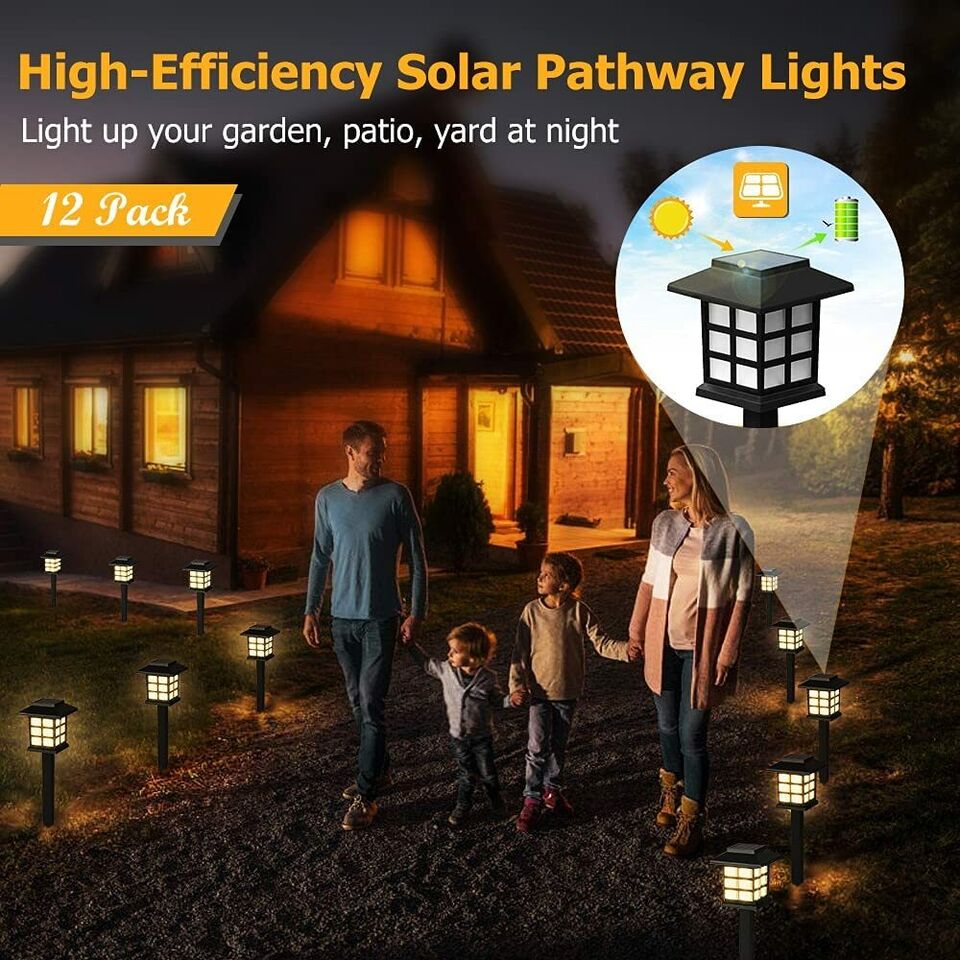 Outdoor Solar Pathway Lights | 12-Pack with Waterproof Design | Eco-Friendly Lighting for Gardens 2