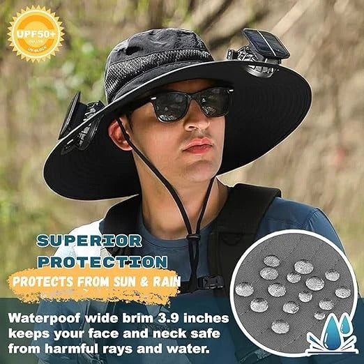 Outdoor Sun Hats | Wide Brim Sun Hat with Dual Fan System | Adjustable Fit for All-Day Comfort 1