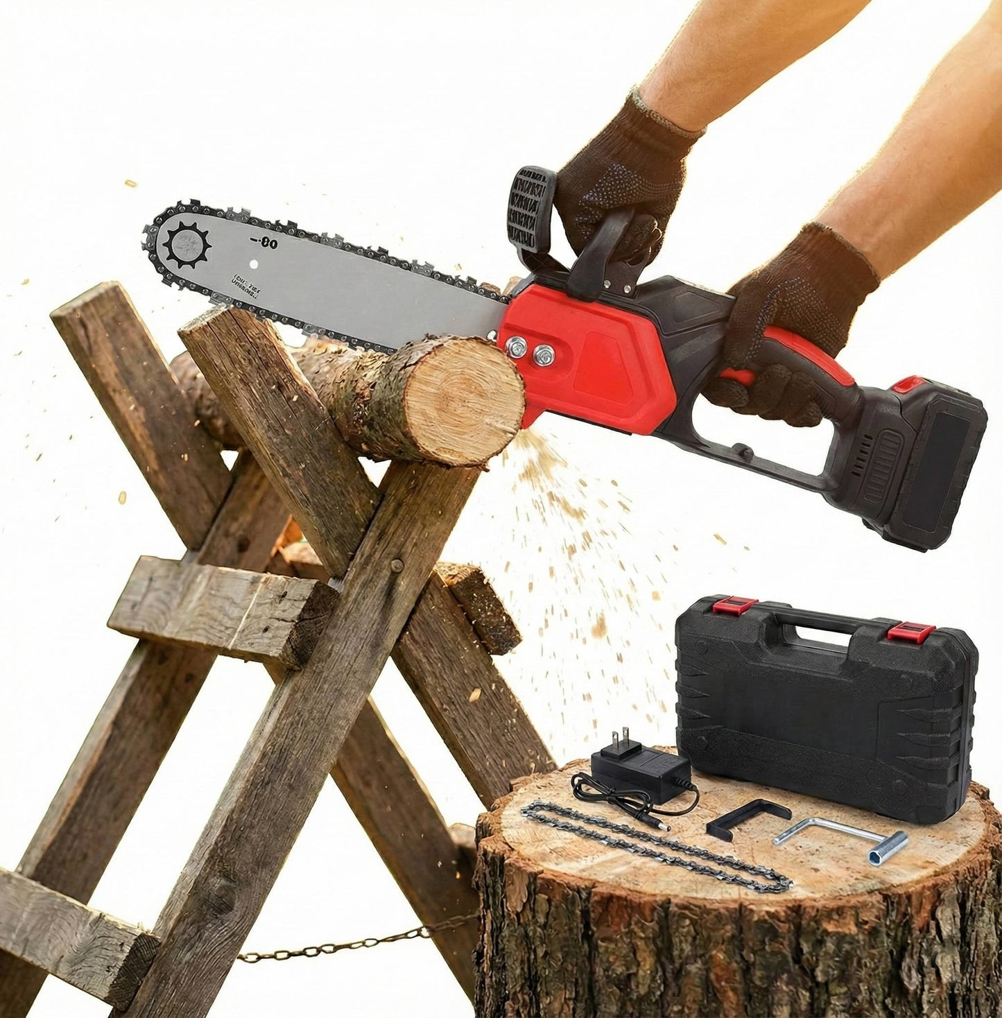 PowerCut | 12 Inch Cordless Chainsaw with Brushless Motor & Fast Charger | Lightweight Design for Effortless Cutting 0