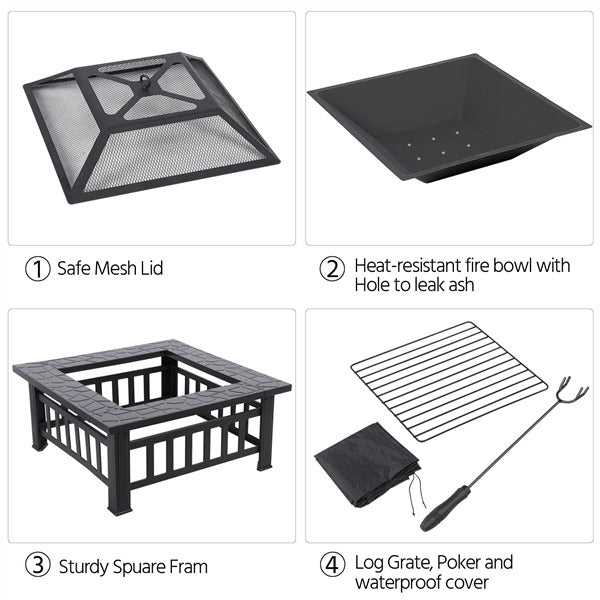 Versatile Outdoor Fire Pit | 32-Inch Metal Fire Pit with Cover for Year-Round Enjoyment 7