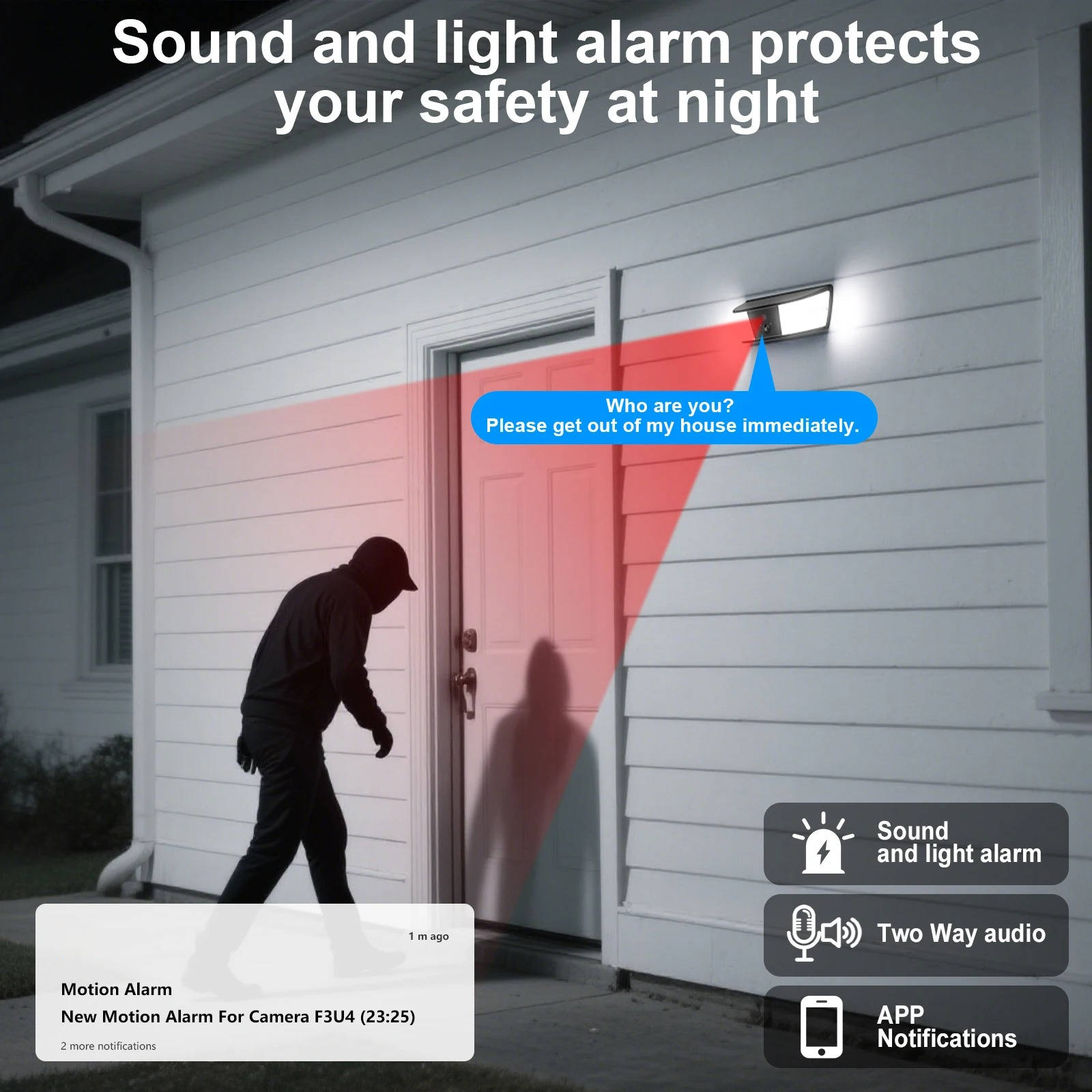 2K Wifi Wireless Floodlight Camera, Two Way Audio Alvore