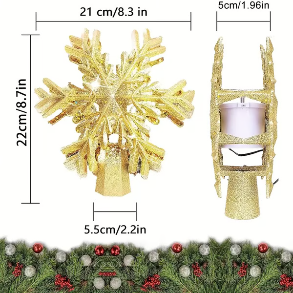 Christmas Tree Topper with LED Snowflake Projector Alvore