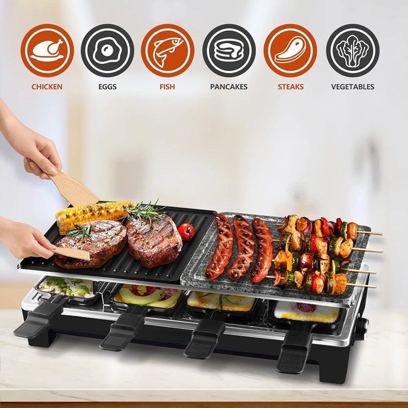 Electric Raclette Grill with Reversible Plate Alvore