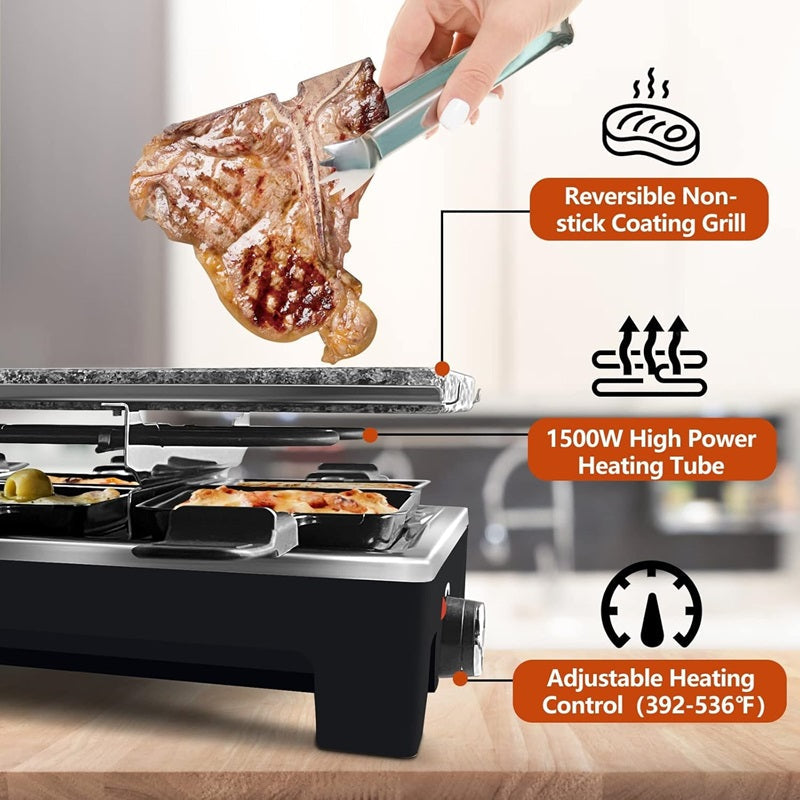 Electric Raclette Grill with Reversible Plate Alvore