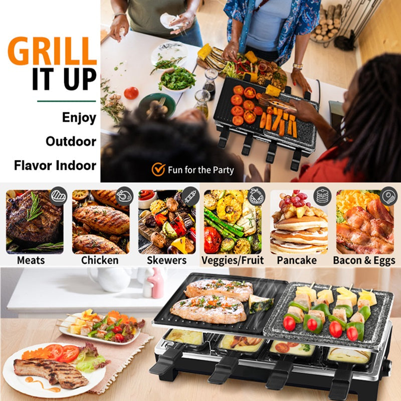 Electric Raclette Grill with Reversible Plate Alvore