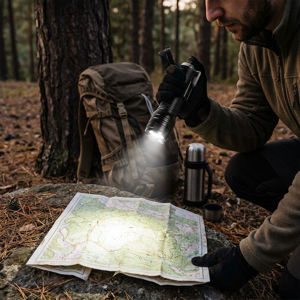 Arc Lighter and Flashlight in use