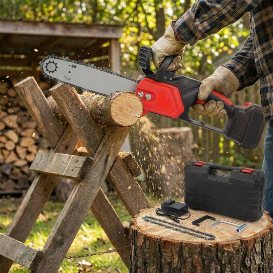 Cordless Chainsaw in use