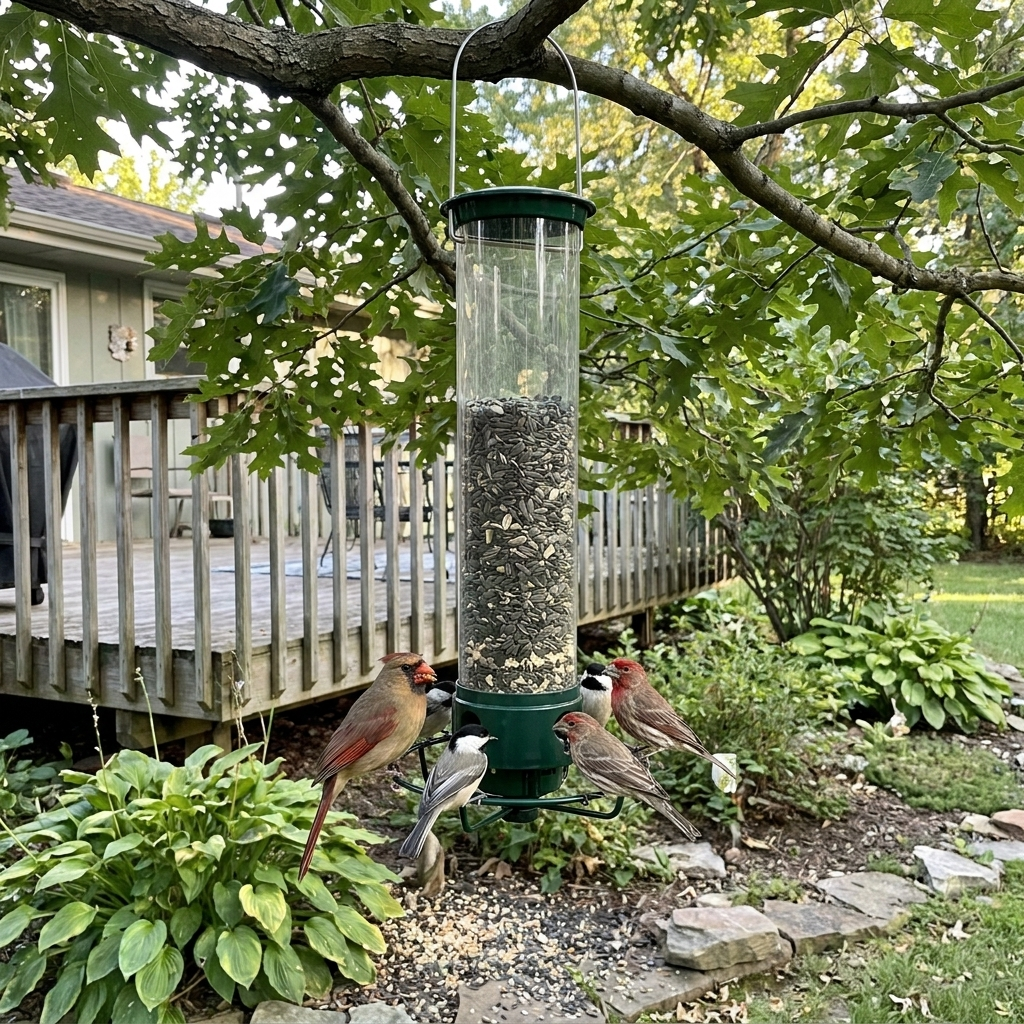 Squirrel-Proof Bird Feeder in use