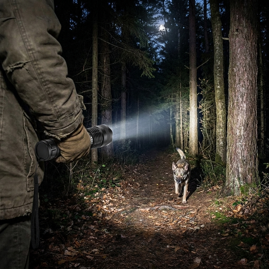 Rechargeable Flashlight in use
