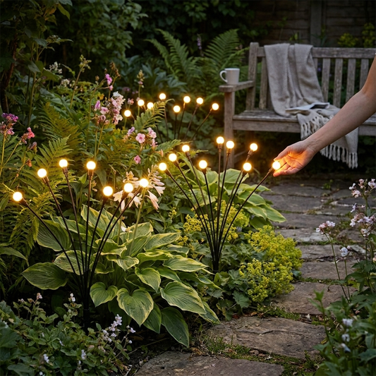 Solar Firefly Garden Lights in use