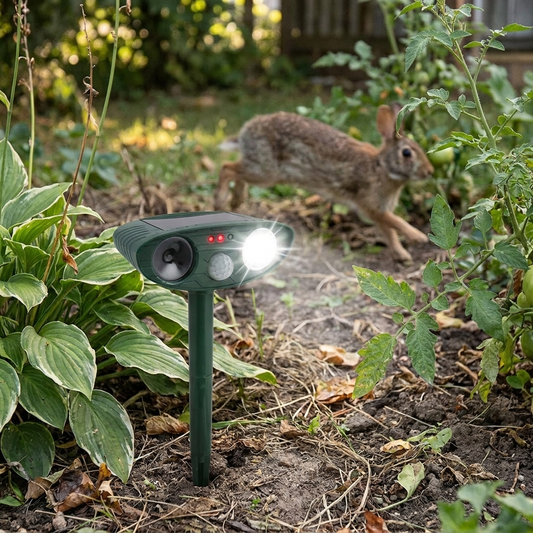 Ultrasonic Rabbit Repeller in use