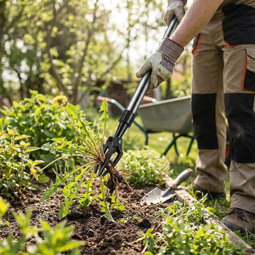 Weed Puller Tool in use
