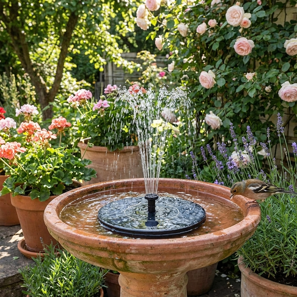 Solar Water Fountain in use
