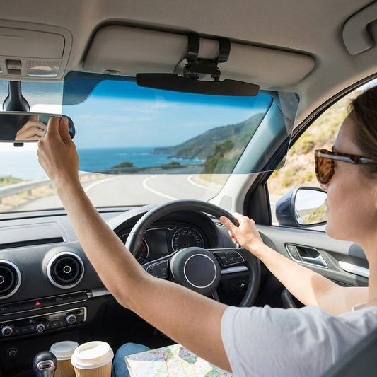 Car Sun Visor Extender in use