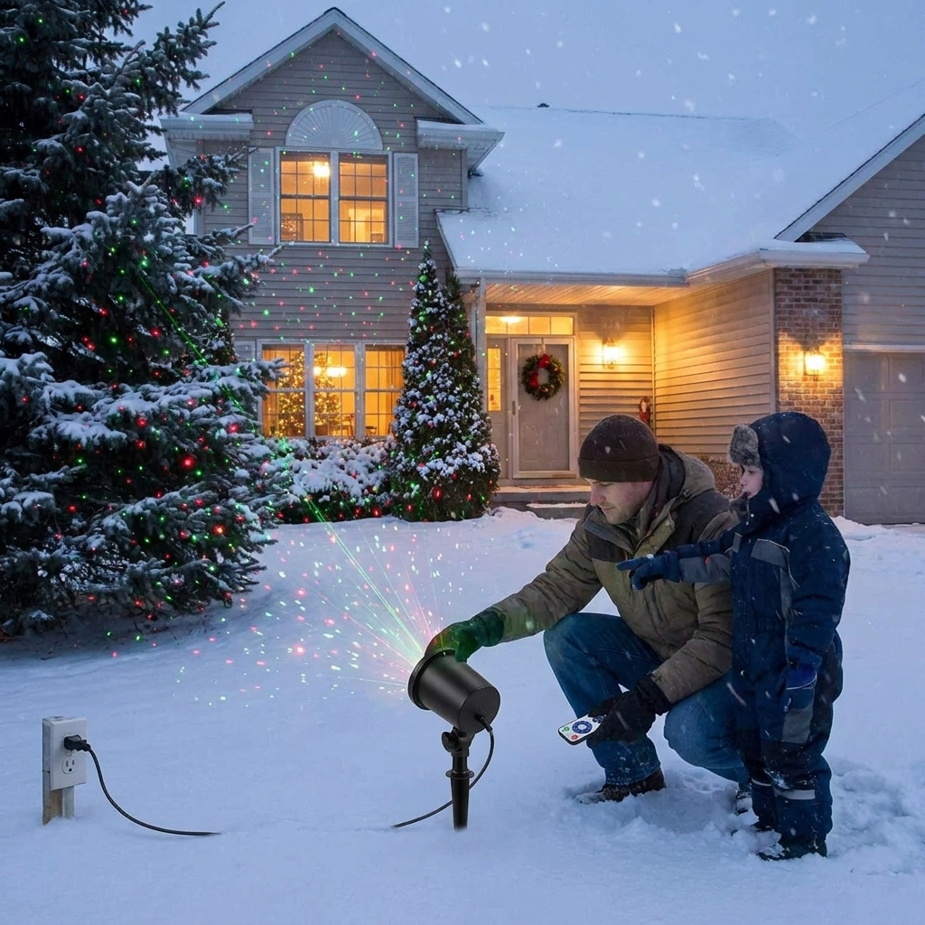 Outdoor Laser Light Projector in use