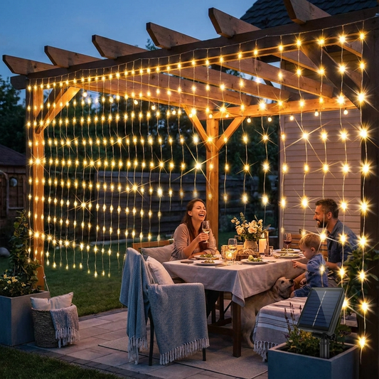 Solar LED curtain fairy lights lifestyle