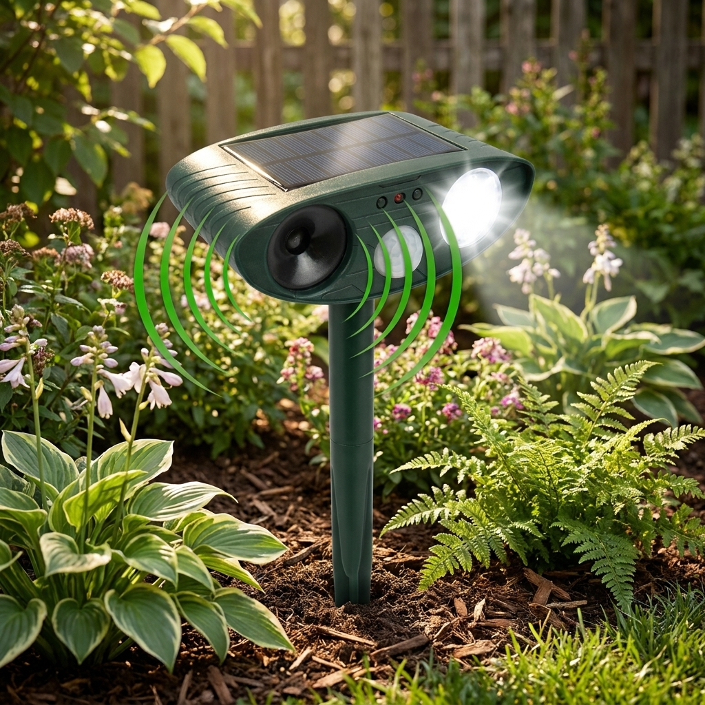 Solar Powered Ultrasonic Chipmunk Repeller lifestyle