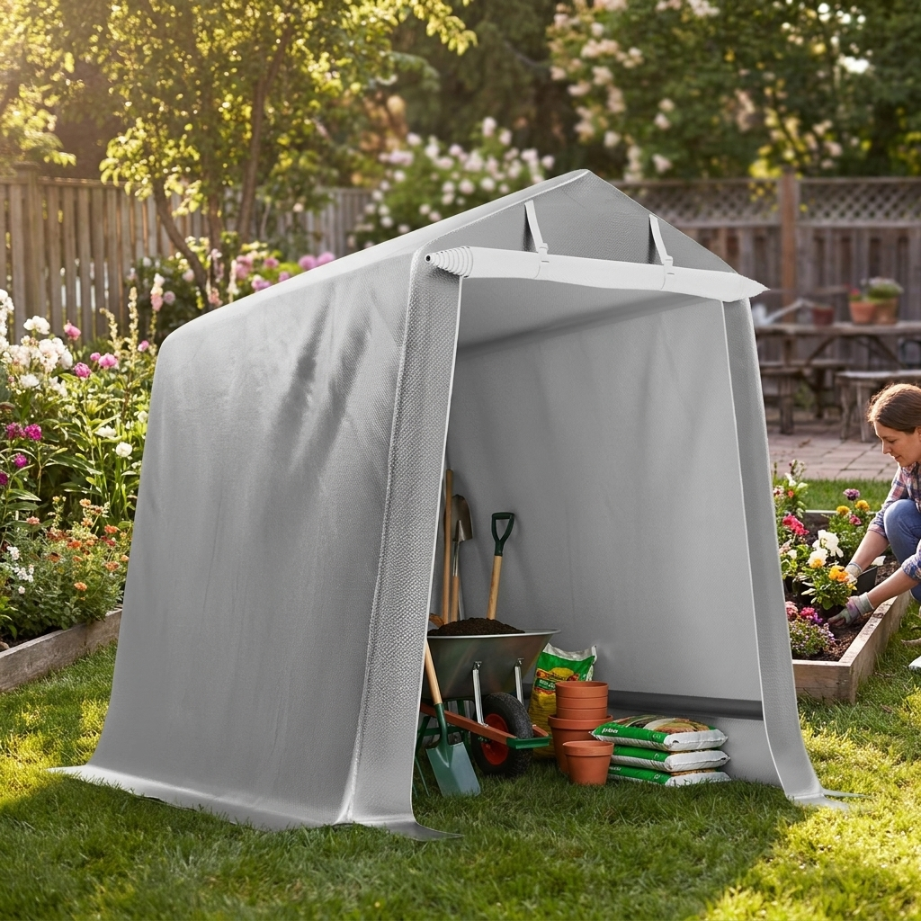 6x8 FT Heavy-Duty Portable Shed with Roll-Up Zipper Doors lifestyle