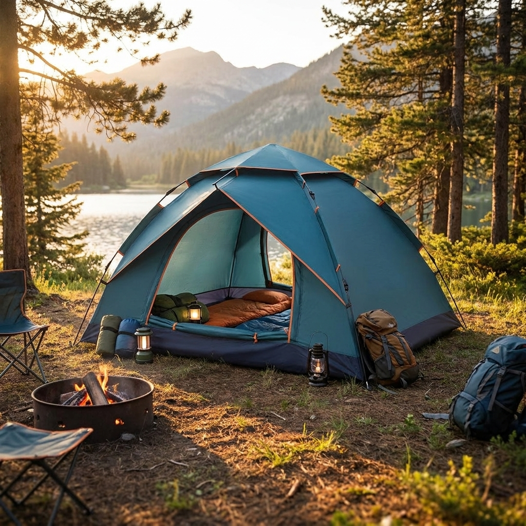 Instant Pop-Up Tent, 3-4 Person Fast Pitch Camping Shelter, Lightweight Outdoor Dome lifestyle