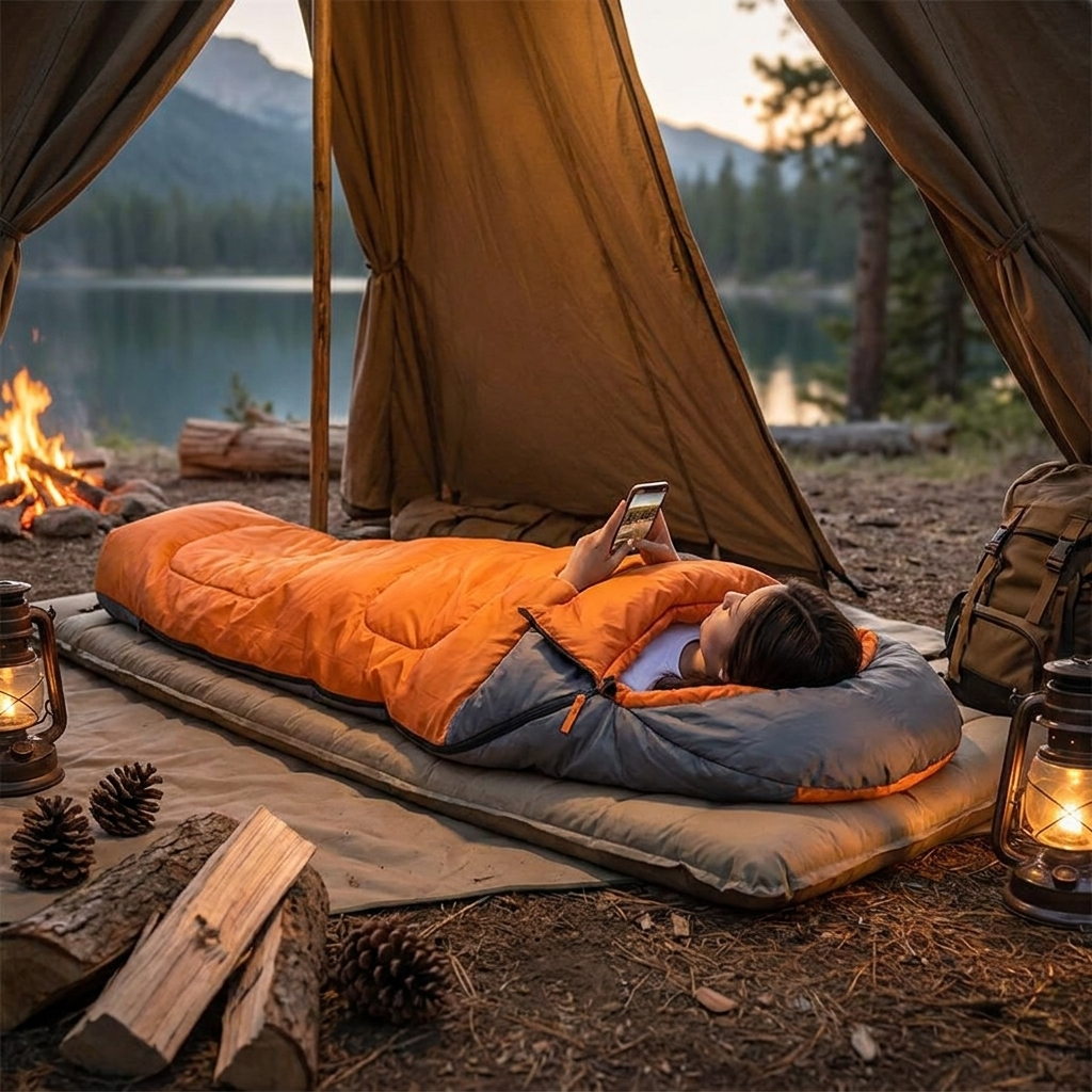 All Season Camping Sleeping Bag for Adults lifestyle