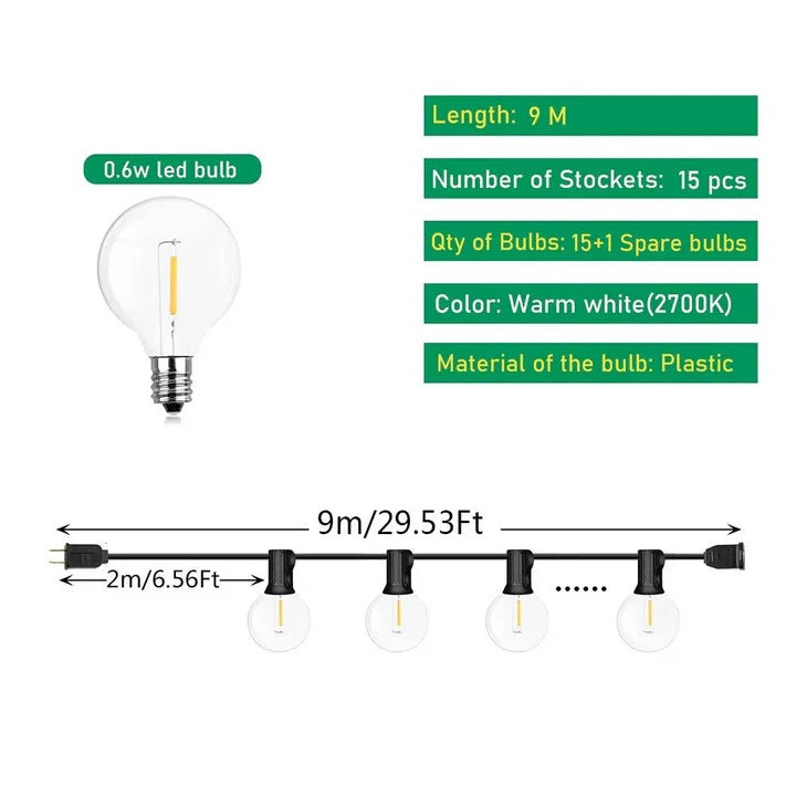 Outdoor LED Bulb String Lights for Home and Events Alvore