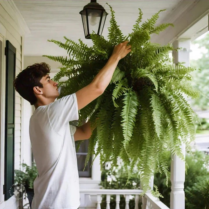 Artificial Boston Fern UV-Resistant Hanging Plant Alvore