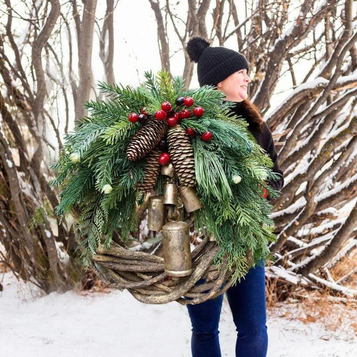 Farmhouse Christmas Wreath Boho Holiday Door Decoration Alvore