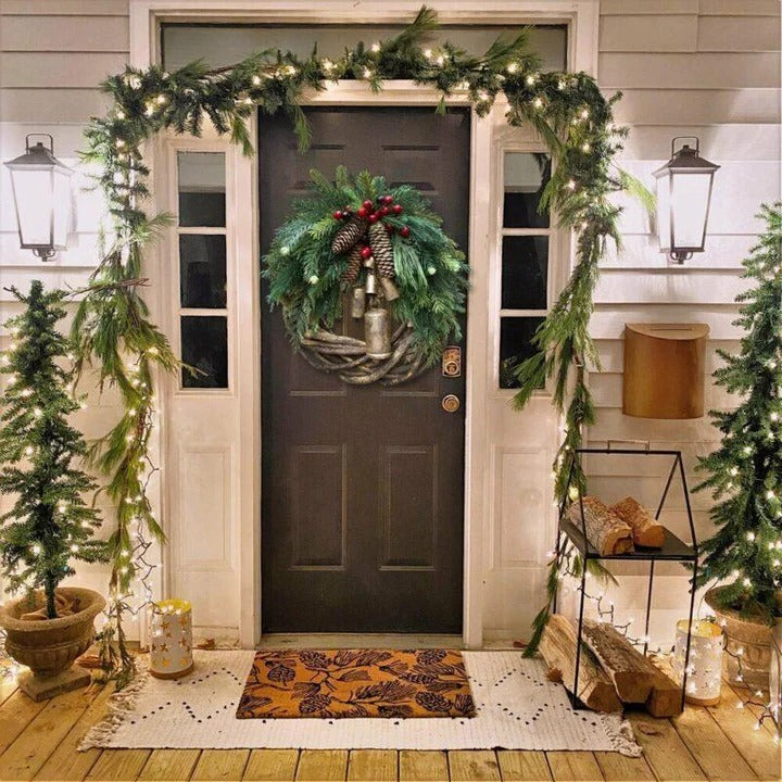 Farmhouse Christmas Wreath Boho Holiday Door Decoration Alvore