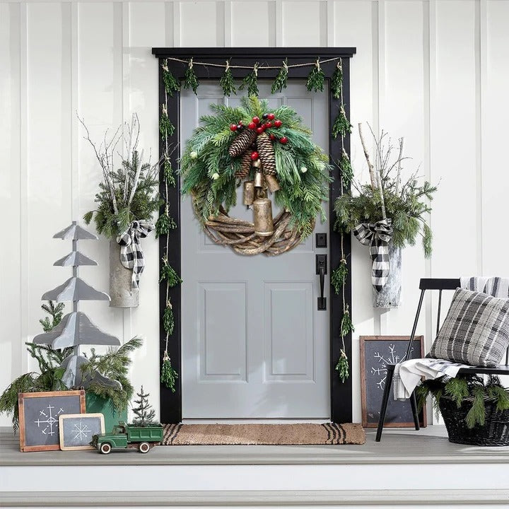 Farmhouse Christmas Wreath Boho Holiday Door Decoration Alvore