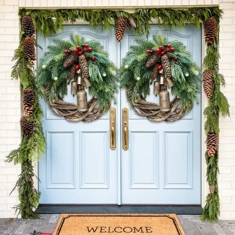 Farmhouse Christmas Wreath Boho Holiday Door Decoration Alvore