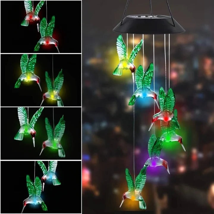Wind Chimes with Solar Power Collection and Internal Alvore