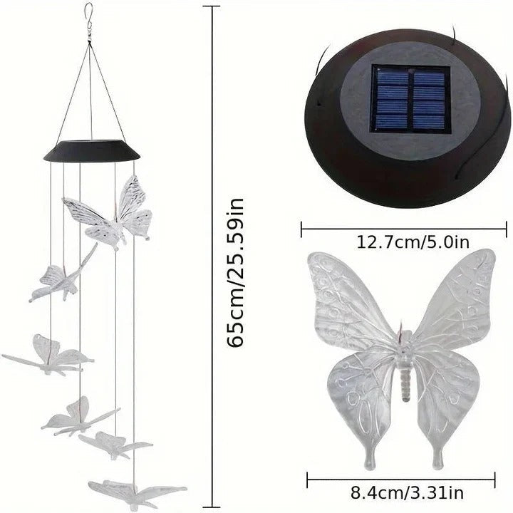Wind Chimes with Solar Power Collection and Internal Alvore